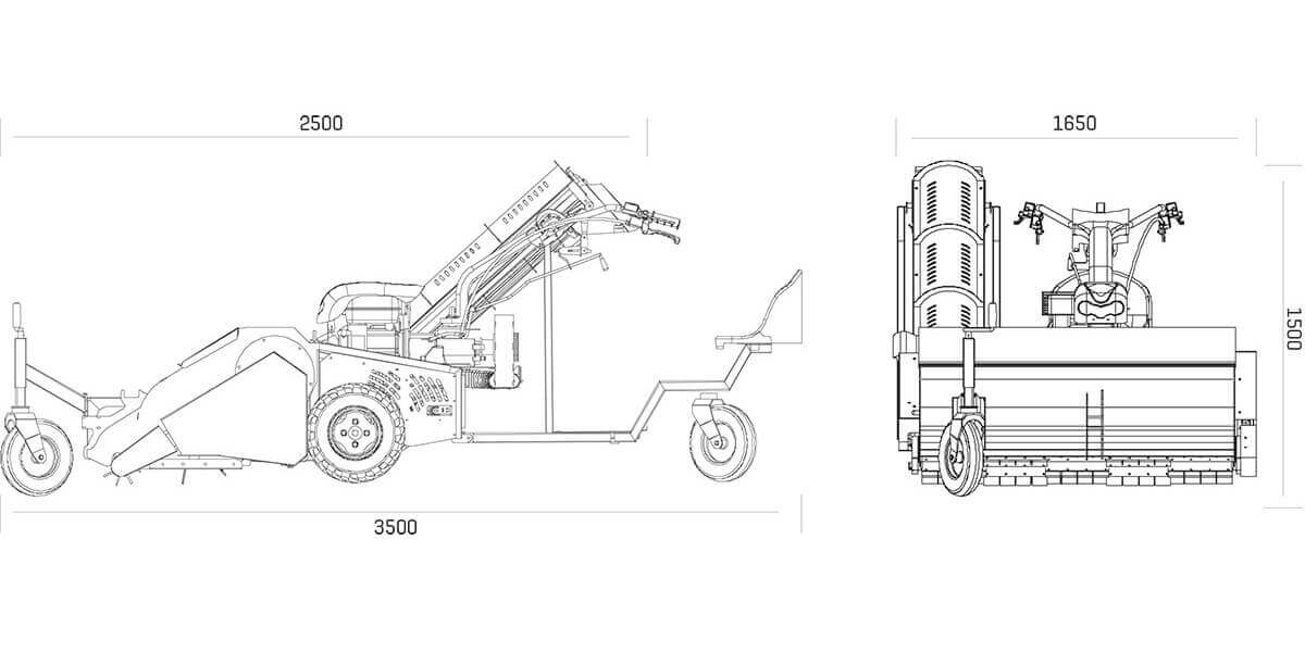 H130 Pro Harvesters With Mechanical Sweeper - Technical Drawing